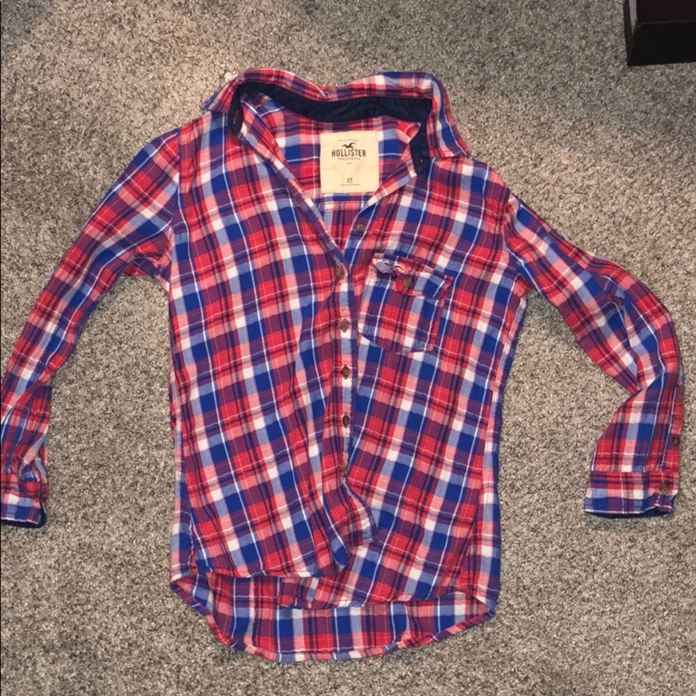 Red, white, and blue Hollister button up